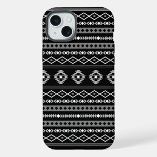 Aztec Wit Grijs Zwart Gemengde Motieven Patroon iPhone 15 Plus Case
