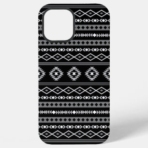 Aztec Wit Grijs Zwart Gemengde Motieven Patroon iPhone 12 Pro Max Hoesje