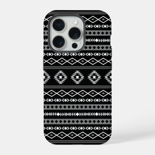 Aztec Wit Grijs Zwart Gemengde Motieven Patroon iPhone Hoesje (Achterkant)