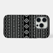 Aztec Wit Grijs Zwart Gemengde Motieven Patroon iPhone Hoesje (Achterkant horizontaal)