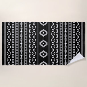 Aztec Wit Grijs Zwart Gemengde Motieven Patroon Strandlaken