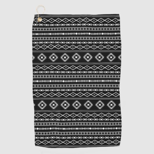 Aztec Wit Grijs Zwart Gemengde Motieven RPT Patroo Golfhanddoek (Voorkant)