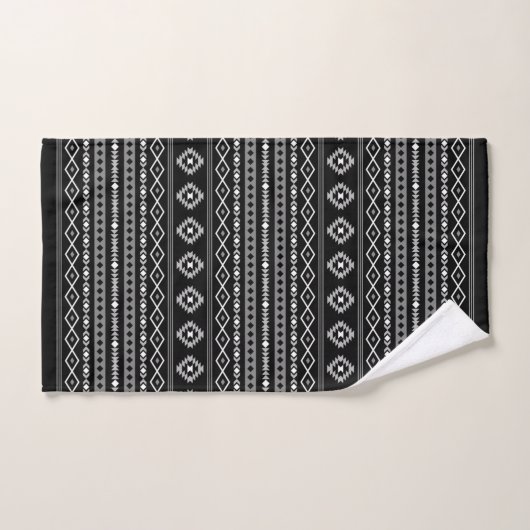 Aztec Wit Grijs Zwart Mix Motieven RPT Patroon Bad Handdoek (Handdoek)
