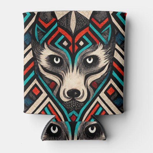 Aztec Wolf Face Blikjeskoeler (Voorkant)