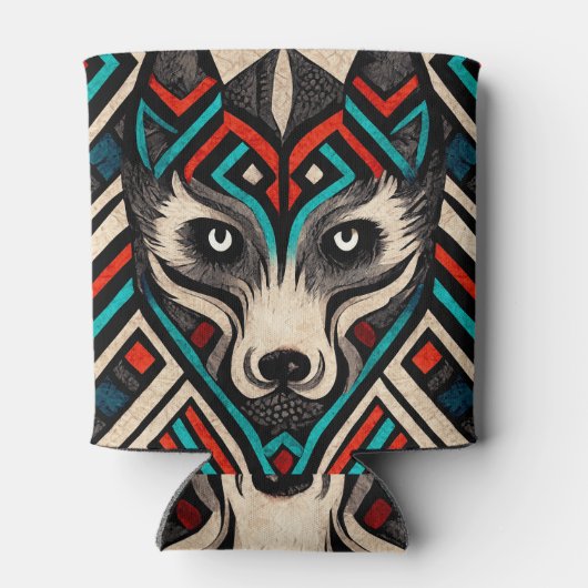 Aztec Wolf Face Blikjeskoeler (Achterkant)