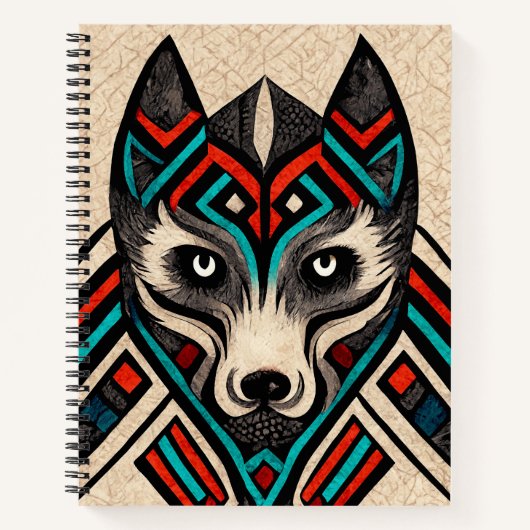 Aztec Wolf Face Notitieboek (Voorkant)