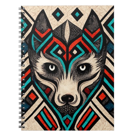 Aztec Wolf Face Notitieboek (Voorkant)