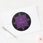 Aztec Zonnemasker Paarse op Zwart Ronde Sticker (Envelop)