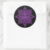 Aztec Zonnemasker Paarse op Zwart Ronde Sticker (Tas)