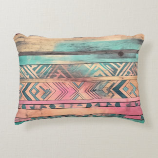 Aztec zuidwestelijk blauw en roze stam accent kussen