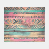 Aztec zuidwestelijk blauw en roze stam fleece deken (Voorkant (Horizontaal))