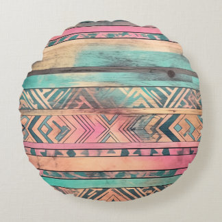 Aztec zuidwestelijk blauw en roze stam rond kussen