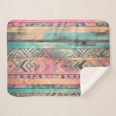 Aztec zuidwestelijk blauw en roze stam sherpa deken (Voorkant (horizontaal))