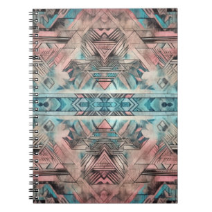 Aztec zuidwestelijke pastel roze en blauw notitieboek