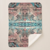 Aztec zuidwestelijke pastel roze en blauw sherpa deken (Voorkant)