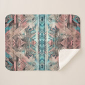 Aztec zuidwestelijke pastel roze en blauw sherpa deken (Voorkant (horizontaal))