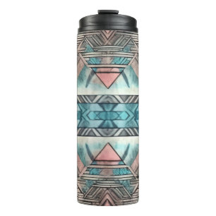Aztec zuidwestelijke pastel roze en blauw thermosbeker