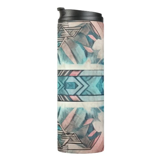 Aztec zuidwestelijke pastel roze en blauw thermosbeker (Geroteerd rechts)