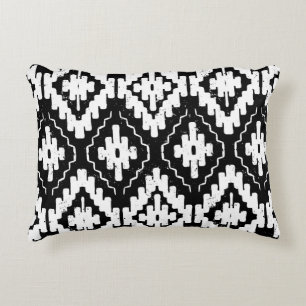 Aztec zwart-wit: etnische print. accent kussen