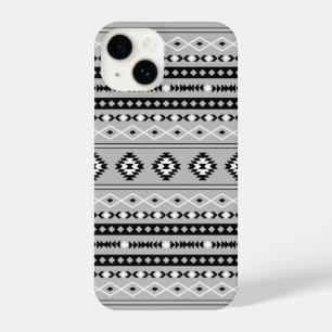 Aztec zwart wit grijs gemengd motieven patroon iPhone 14 hoesje