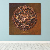 AZTECA ~ Mayan - Aztec Sun Calender Art Print (Insitu (Houten vloer))
