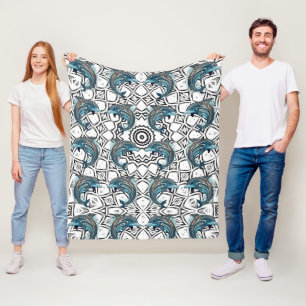 Azteek Dolfijnpatroon Fleece Deken