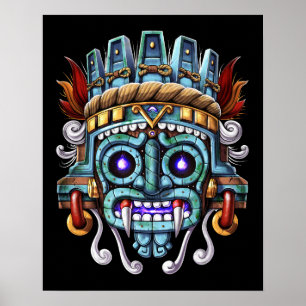 Azteeks God Tlaloc Mask Poster