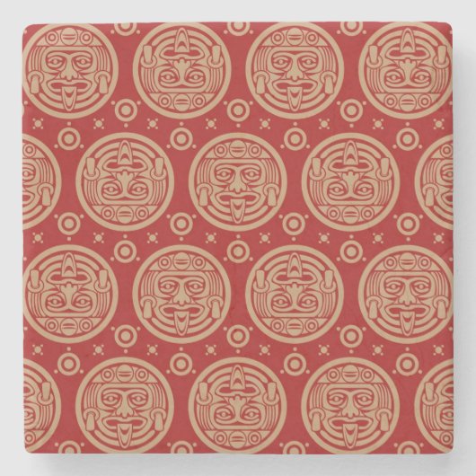 Azteeks Patroon Stenen Onderzetter (Voorkant)