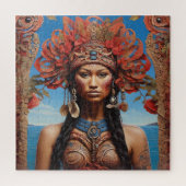 Azteekse Abstracte Vibrant Tribal Fusion Art Legpuzzel (Verticaal)