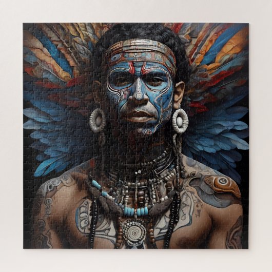Azteekse Abstracte Vibrant Tribal Fusion Art Legpuzzel (Verticaal)