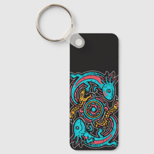 Azteekse Axolotl Xolotl Stam Patroon mythologie bo Sleutelhanger