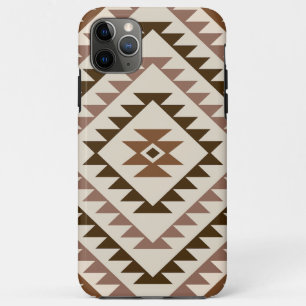 Azteekse diamant motief ontwerp bruin+crème iPhone 11 pro max hoesje
