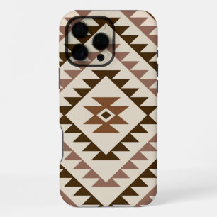 Azteekse diamant motief ontwerp bruin+crème iPhone 16 pro max hoesje