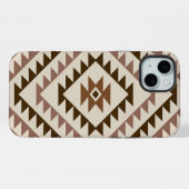 Azteekse diamant motief ontwerp bruin+crème iPhone hoesje (Achterkant horizontaal)