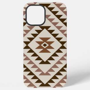 Azteekse diamant motief ontwerp bruin+crème iPhone 12 pro max hoesje