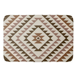 Azteekse diamantmotiefontwerp bruin+crème badmat