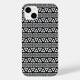 Azteekse driehoeken + vierkanten patroon wit op zw Case-Mate iPhone 14 plus hoesje