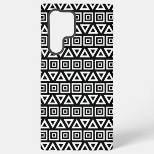 Azteekse driehoeken + vierkanten patroon wit op zw samsung galaxy hoesje