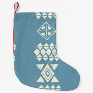 Azteekse Etnische: Blauw Geometrisch Naadloos. Kleine Kerstsok