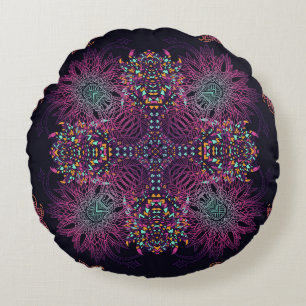 Azteekse geometrische,  naadloze patroon. rond kussen