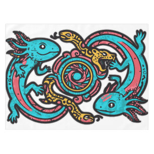 Azteekse God Xolotl die Strijd Jaguar Tribale Kuns Tafelkleed