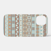 Azteekse invloedspatroon blauwe crème terracotta's Case-Mate iPhone case (Achterkant (horizontaal))