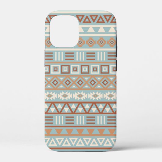 Azteekse invloedspatroon blauwe crème terracotta's Case-Mate iPhone case (Achterkant)