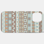 Azteekse invloedspatroon blauwe crème terracotta's Case-Mate iPhone case (Achterkant (horizontaal))