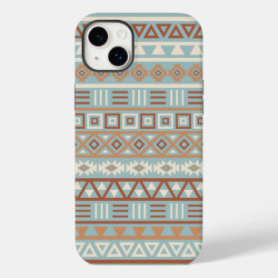 Azteekse invloedspatroon blauwe crème terracotta's Case-Mate iPhone 14 plus hoesje