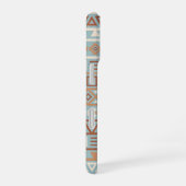 Azteekse invloedspatroon blauwe crème terracotta's iPhone 16 hoesje (Rechterkant)
