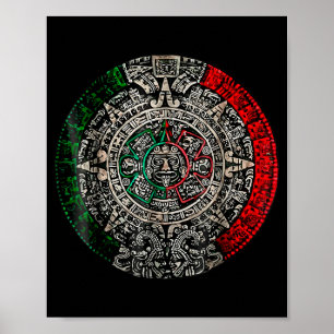 Azteekse kalender Zonsteen Mexicaanse kunst Snijwe Poster