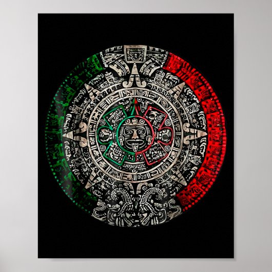 Azteekse kalender Zonsteen Mexicaanse kunst Snijwe Poster (Voorkant)