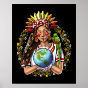 Azteekse krijger Godin Poster