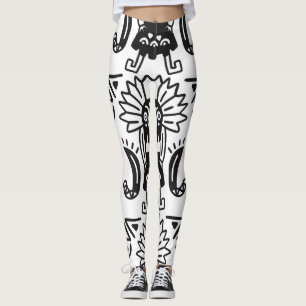 Azteekse Kunst - Hagedis Patroon Leggings